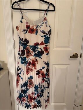 a new day White Floral Midi Dress with Teal & Rust Accents